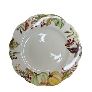 Set x4 Potter's Studio Fall Harvest Thanksgiving Pumpkin Scalloped Dinner Plates
